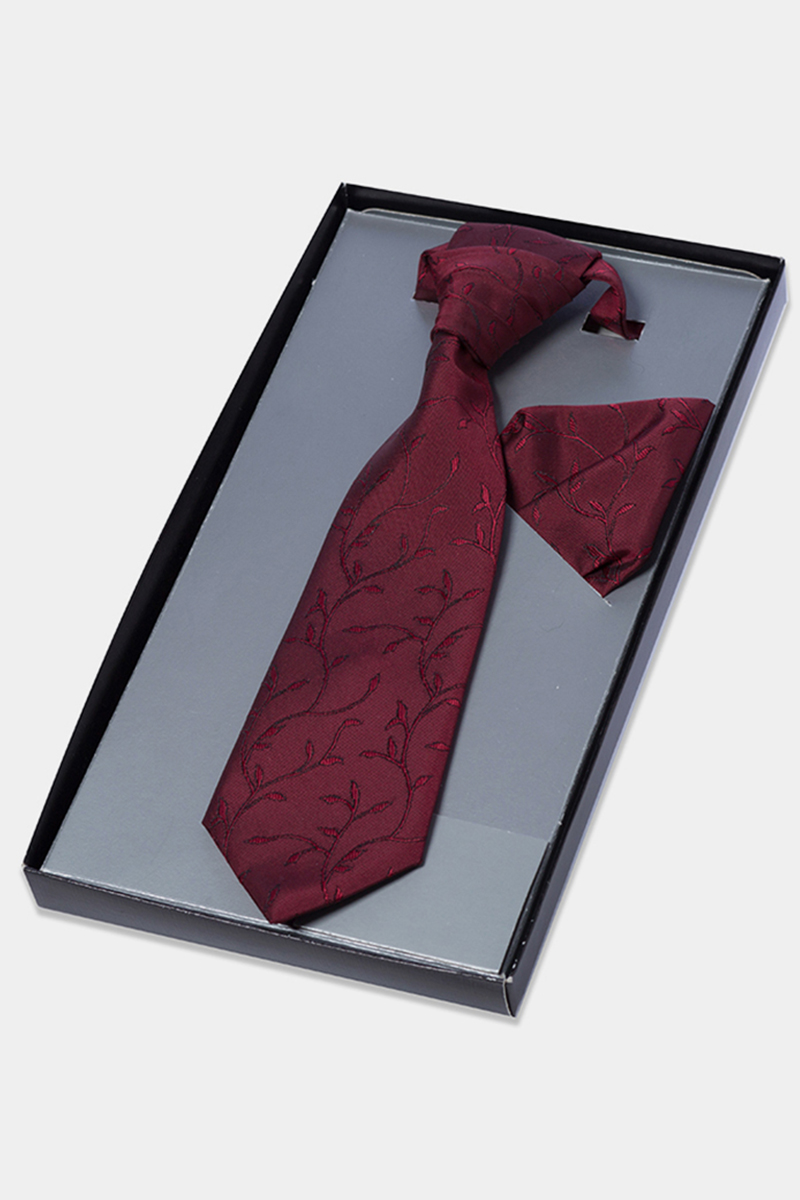 Żakardowy krawatnik chłopięcy bordowy